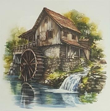 Mlin (Akvarel - 2023) Branko Strnad